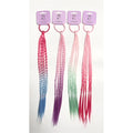 Long synthetic braided strands; Ombre colours including pink, blue, purple and green; Elastic loop attachment in matching colour; Item displayed on branded backing card;