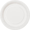 bright white colour; round shape; paper material; 7 inch diameter; plain design;