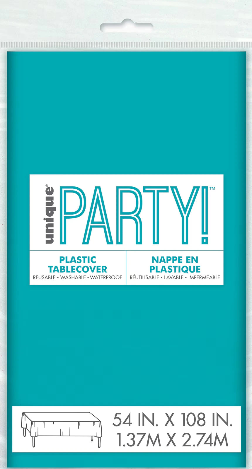 Caribbean teal colour; Rectangular shape; Plastic material; Packaged in a clear plastic bag with hanger;