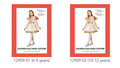 golden dress with shiny gold trim; golden angel wings attached; white tights worn by model; headpiece with white fluffy detail; dress is sleeveless with a fitted waist;