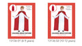 white long tunic; red cloak; child size; simple design; includes tunic and cloak;