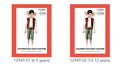 brown vest and belt; green shorts; white undershirt; ears headband; child model wearing the costume;