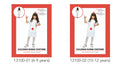 white dress with short sleeves; red cross on apron and headpiece; includes apron and headpiece; child wearing white tights and shoes;