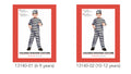 Black and white horizontal stripes; Set includes hat, top, and pants; Short-sleeved top; Loose-fitting striped pants; Child modelling costume;