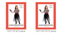 grey top with Prom Queen sash; black tattered skirt with red accents; rose details on sleeves and sash; includes prom queen sash; child model wearing black boots;