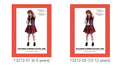 red and black plaid skirt; black and grey torn top with blood stains; red and black striped tie; blood-stained white leggings; two size options shown: 6-9 years and 10-12 years;