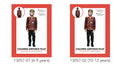 brown pilot jacket print top; brown hat with goggles headpiece; black pants; kids size options 6-9 and 10-12 years;