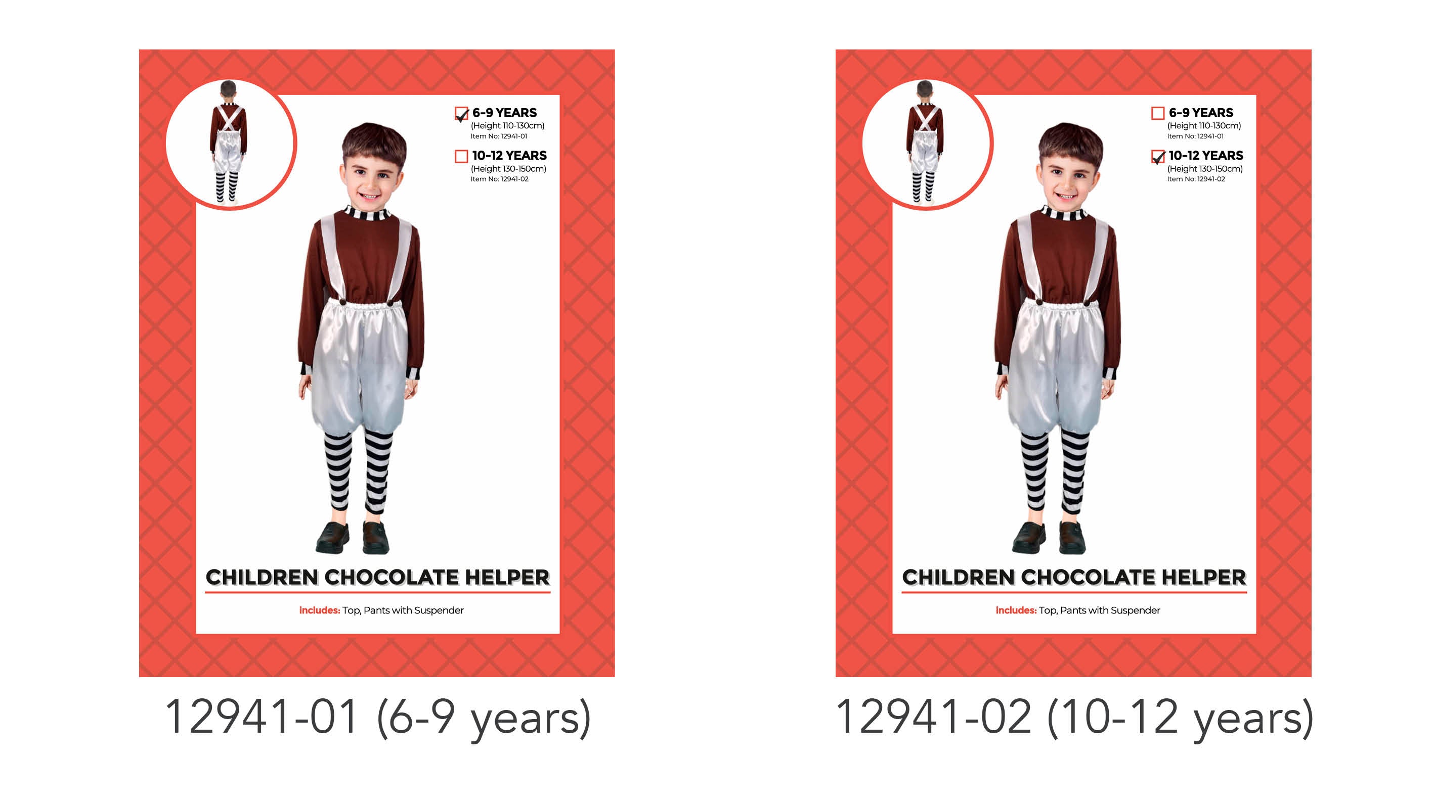 brown long sleeve top; silver suspenders and shorts; black and white striped leggings; boy wearing the costume;