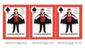 Black cape with a raised collar and jagged hem; Red patterned top with white sleeves; Decorative necklace at the neckline; Packaging shows the costume on a child;