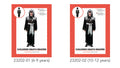Black hooded tunic with grey torn edges on hood and sleeves; Light grey belt tied at waist; Long sleeved tunic with jagged hemline; Available in sizes for 6-9 and 10-12 years; Simple, lightweight fabric material;