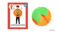 Bright orange pumpkin-shaped tunic; Green leaf detail around collar; Matching orange hat with green leaves; Lightweight fabric; One size fits most children;