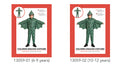 green jumpsuit with scaled texture; attached wings under arms; hood with dragon face and eyes; front zipper closure;