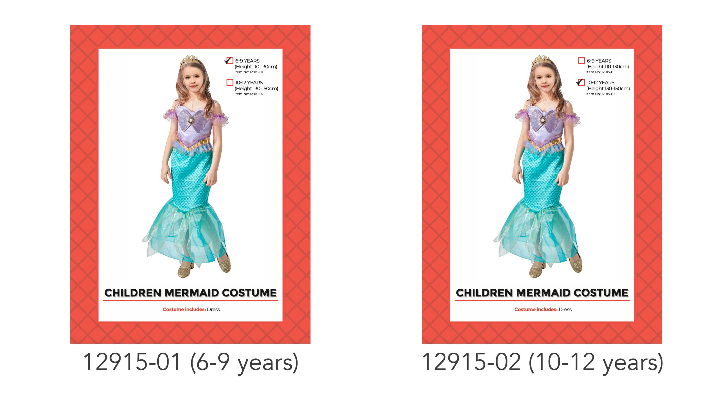 purple bodice with gold trim; aqua fish scale patterned skirt; sheer aqua fin detail at hem; shell decoration on bodice; prince style dress with puff sleeves;