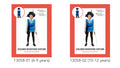Blue tunic with gold cross design; Black hat with feather; Black waist sash; White long-sleeve shirt appearance under tunic; Black leggings or pants shown;