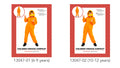 Bright orange colour; Full-length jumpsuit with hood; Front zipper closure; Elasticated cuffs on sleeves and legs;