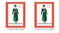 Green long sleeve dress with gold trim; Gold belt and bottom hem detail; Ogre ears headband accessory; Suitable for children size 6-9 or 10-12 years;