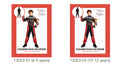 Black and red jumpsuit with white checkered flag print; Number 1 Racing emblem on chest; Includes matching waist sash; Child model wearing black shoes; Full length jumpsuit with zip front;