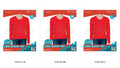 Bright red colour; Long sleeve design; Round neckline; Plain style without prints; Packaging with size labels S, M, L;