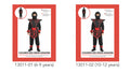 Black and red ninja costume; Hooded mask included; Armoured chest plate with red trim; Red waist belt and sashes on wrists and ankles; Complete set with top and pants;