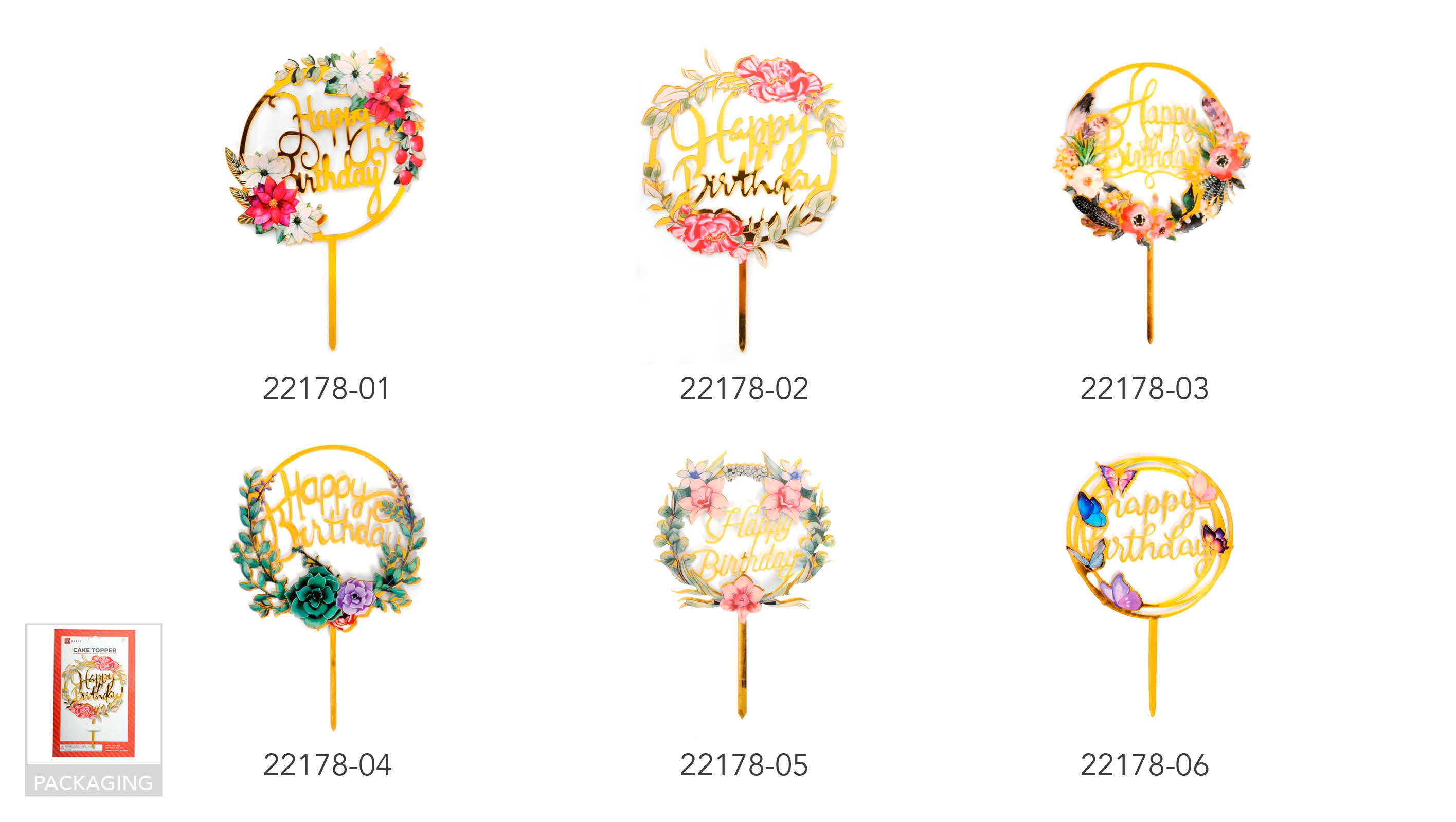 Deluxe Cake Topper Happy Birthday Floral pink; Deluxe Cake Topper Happy Birthday Butterflies;