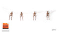 Four skeleton figures attached to a single string; Bronze-tone skeletons with visible skulls, ribs and limbs; Orange product packaging shown;