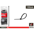 black cable ties; pack of 100 ties; nylon material; 150mm length; self-locking design;