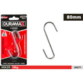 pack of 6 S-hooks; silver metal finish; medium size 80x30mm; packaging with red and black design; hooks shaped in S form;