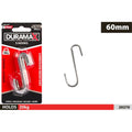 Pack of 6 S-hooks visible; Silver stainless steel material; Hooks are S-shaped; Packaging shows brand 'Duramax'; Hooks sized at 60mm length;