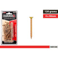 gold passivated finish; countersunk head; Phillips drive; needle point tip; packaging showing screws inside plastic blister;