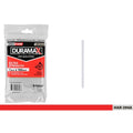 Clear cylindrical glue sticks; Resealable plastic zip lock bag packaging; Red, black, and white label with brand Duramax; 24 glue sticks in pack; 7mm diameter, 100mm length;