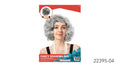 grey curly hair; short wig length; classic grandma hairstyle; packaging includes disclaimer about glasses and necklace not included;