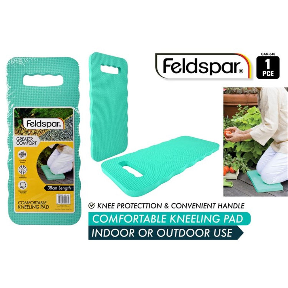 turquoise colour; rectangular shape with rounded edges; foam material; integrated handle in the middle; 38cm length noted on packaging;