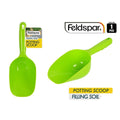 bright green colour; plastic material; ergonomic handle with hanging hole; 29cm length with 9.5cm width scoop;