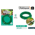 green PVC coated wire; coiled wire; 10 metre length; packaged on card with garden leaf background; wire diameter approx. 2mm;