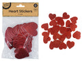 red heart shape; glitter finish; foam material; packaged in clear plastic bag; 45 pieces per pack;