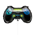 Black gaming controller shape; Foil material balloon; Blue and green button details; Approx 58cm in size;