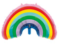 Rainbow design with multiple colours; Foil material with shiny finish; Arched rainbow shape; Two hang tabs at the top for hanging;