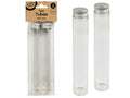 clear glass tubes; metal screw caps; pack of two; 40ml capacity; 14cm length;