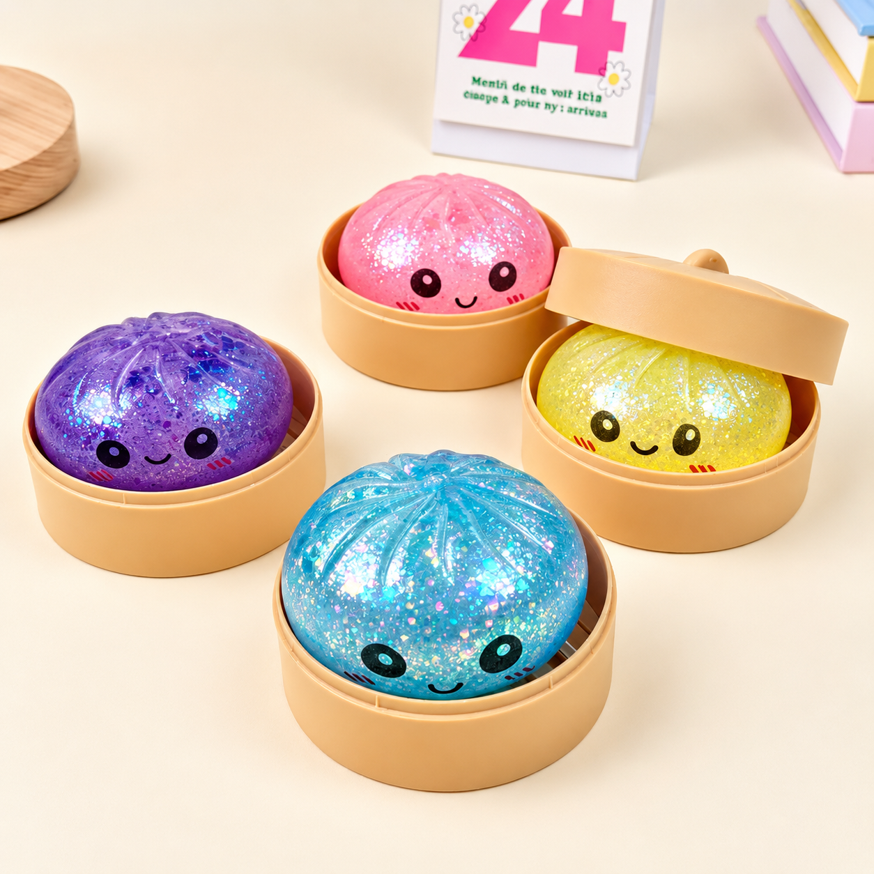 Glitter Squishy Dumpling Mystery Box – Random Colour Soft Squeeze Stress Relief Toy