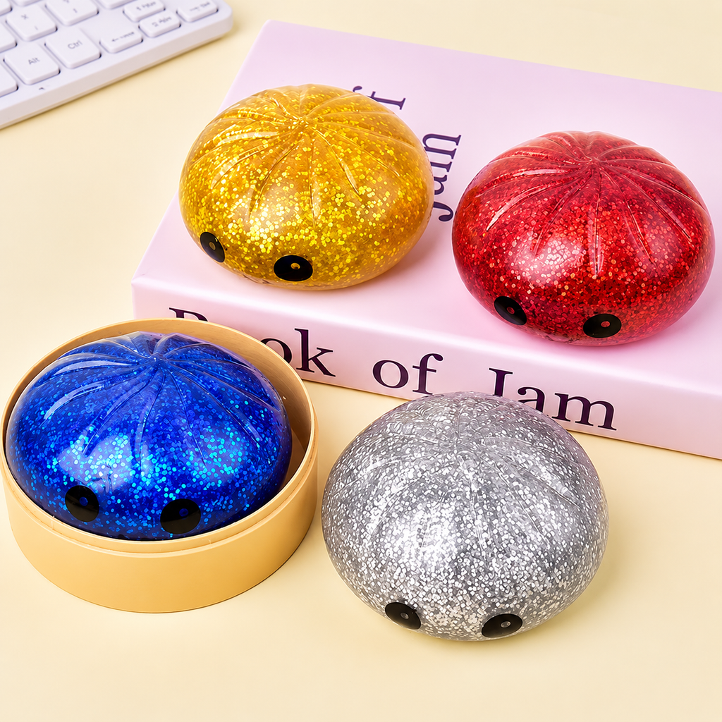 Glitter Squishy Dumpling Mystery Box – Random Colour Soft Squeeze Stress Relief Toy