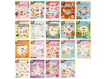 Colourful sticker book cover with glitter accents; 15 pages of stickers; Various themed sticker designs displayed on cover; Bright and playful illustration style;