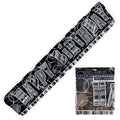 Black background; Silver prismatic text; Jointed cardboard letters; Birthday message spelled 'HAPPY BIRTHDAY'; Packaged with header card;