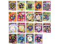 Colourful sticker book cover with playful themes; Text on cover indicates 15 sticker pages; Featured glow in the dark design highlights; Various sticker themes visible on covers; Bright, engaging cartoon style illustrations;