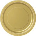 gold colour; round shape; paper material; 9 inch diameter; solid colour;