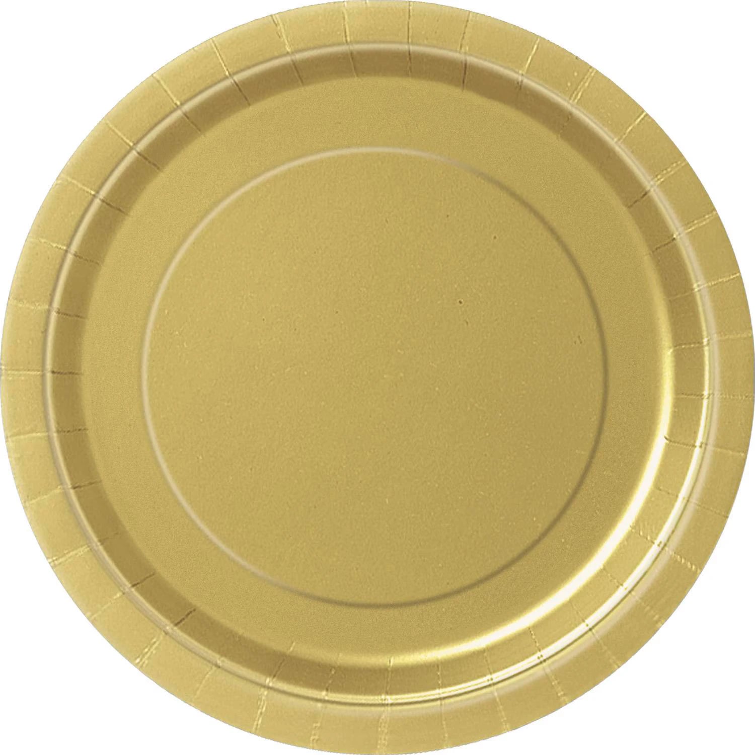 gold colour; round shape; paper material; 9 inch diameter; solid colour;