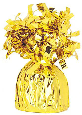 gold foil material; shiny metallic finish; foil tied/top fringe decoration; wrapped base shape; compact size;