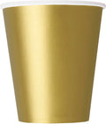 gold colour; paper material; cup shape; solid colour finish; pack of 8;