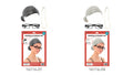 light grey wig styled in a bun; black glasses; pear pearl necklace; packaging with product photo; includes three pieces;