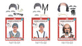 grey synthetic wig; grey moustache and eyebrows; plastic glasses; white smoking pipe; five piece accessory set;