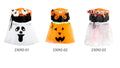 The product image shows tutus in white, orange and pale pink examples.; Headbands feature Halloween-themed decorations, including ghosts, pumpkins and eyeballs.; The accessories are displayed on orange and black Halloween packaging.;